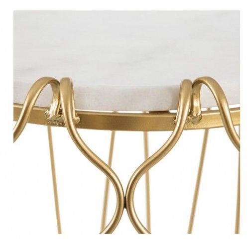 Side table white gold marble 54cm SALON IXIA - 7