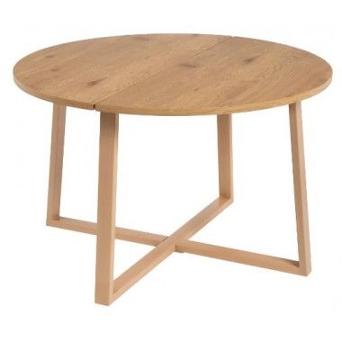 Round natural dining table in wood 120cm SALON IXIA - 1