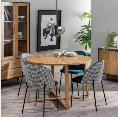 Round natural dining table in wood 120cm SALON IXIA - 2