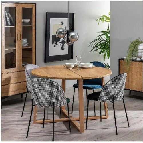 Round natural dining table in wood 120cm SALON IXIA - 1