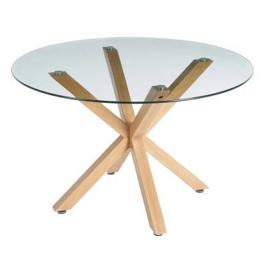 Ronde tafel van glas en metaal 120cm MESA IXIA - 1