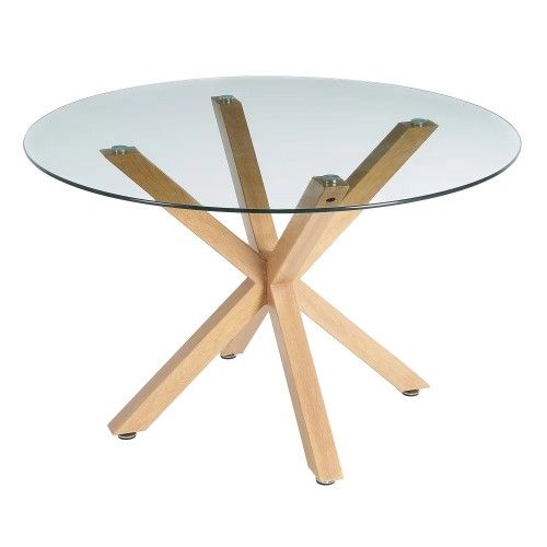 Round dining table in glass and metal 120cm MESA IXIA - 1