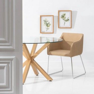 Tabela de refeições redondas de vidro e metal 120cm Mesa IXIA - 1 2