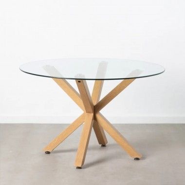 Ronde tafel van glas en metaal 120cm MESA IXIA - 3