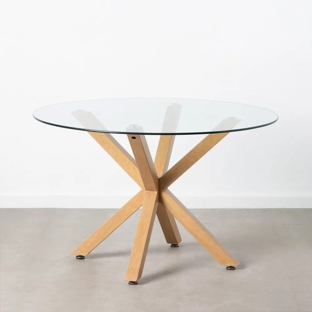Tabela de refeições redondas de vidro e metal 120cm Mesa IXIA - 3