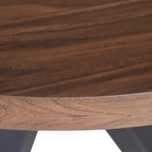 Mesa redonda en madera marrón y metal negro 90cm MESA IXIA - 4