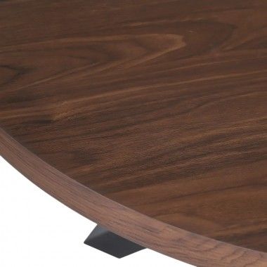 Round dining table in brown wood and black metal 90cm MESA IXIA - 5