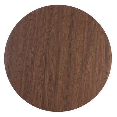 Round dining table in brown wood and black metal 90cm MESA IXIA - 9