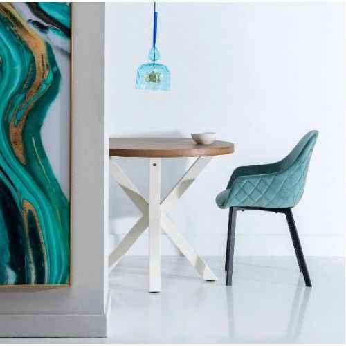 Mesa de jantar de madeira e de metal redonda 90cm Mesa IXIA - 2