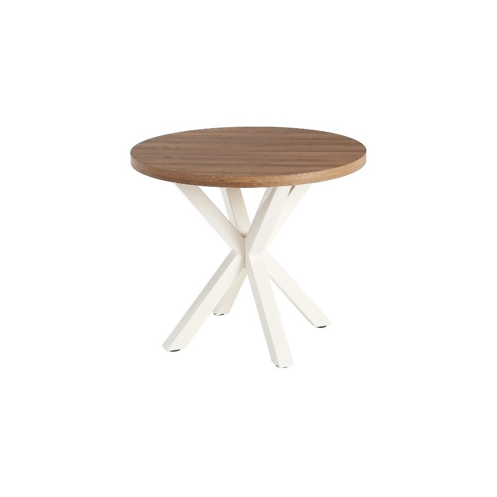 Table à manger ronde en bois et métal blanc 90cm MESA IXIA - 1