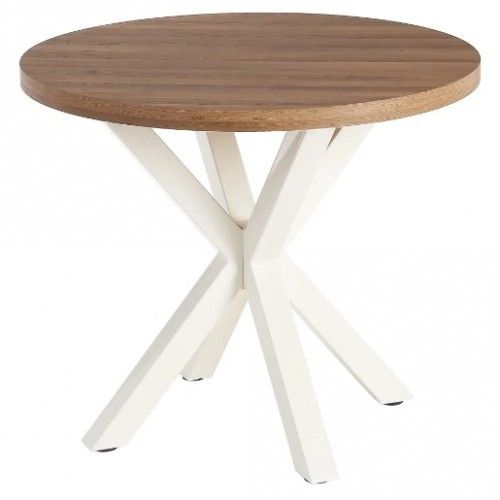 Mesa de jantar de madeira e de metal redonda 90cm Mesa IXIA - 1