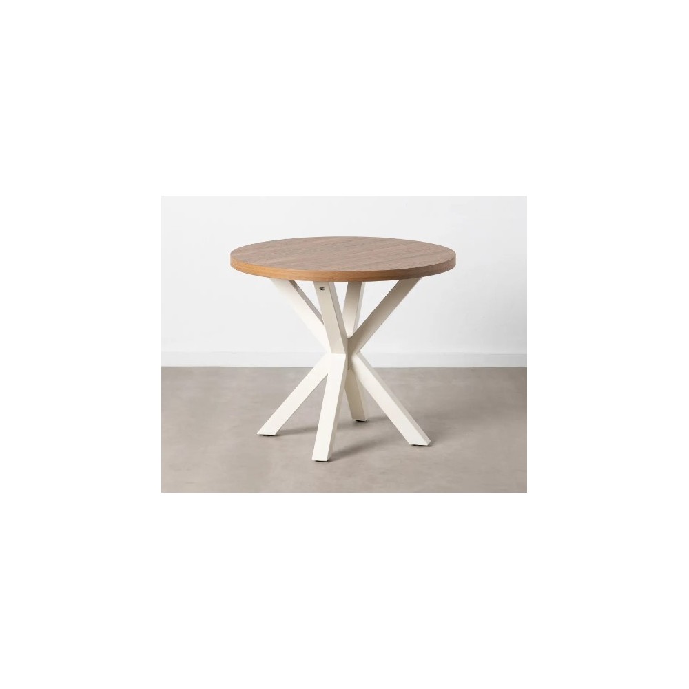 Mesa de jantar de madeira e de metal redonda 90cm Mesa IXIA - 3