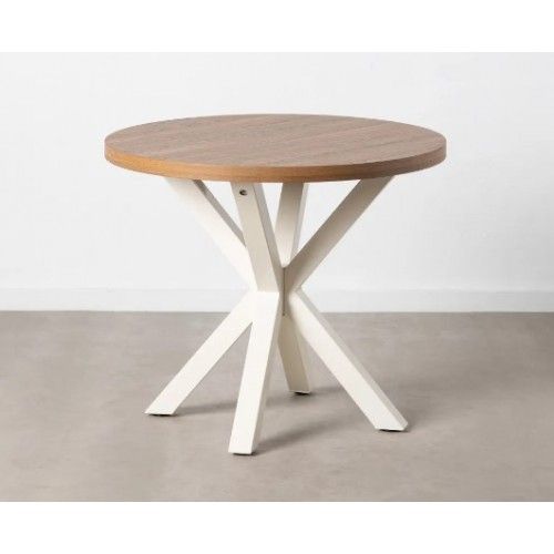 Mesa de jantar de madeira e de metal redonda 90cm Mesa IXIA - 3