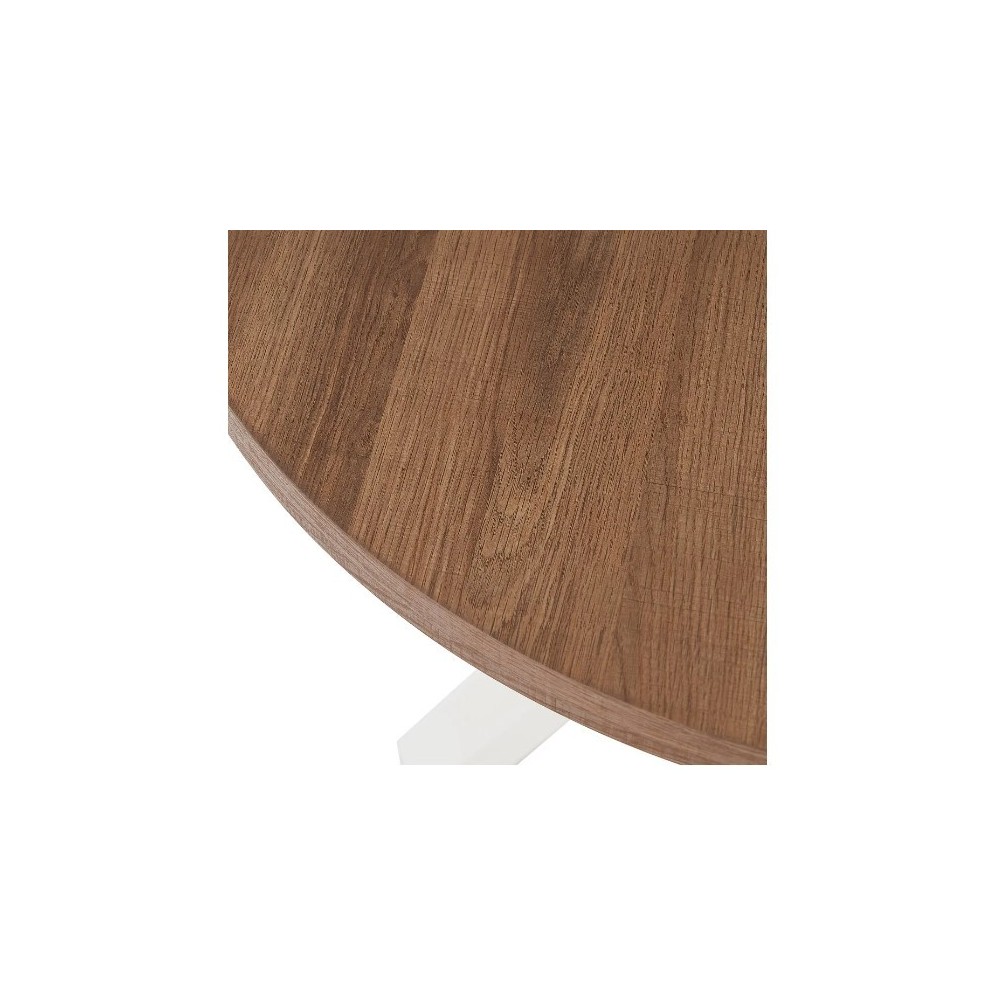 Mesa redonda en madera y metal blanco 90cm MESA IXIA - 4