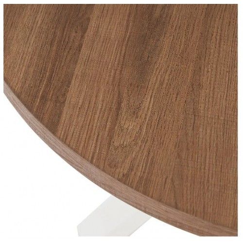 Round dining table in wood and white metal 90cm MESA IXIA - 4