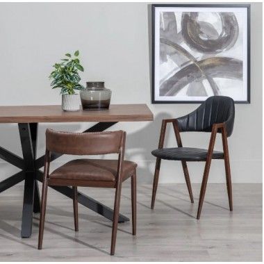 Mesa de jantar de madeira e preto retangular 160cm Mesa IXIA - 1 2