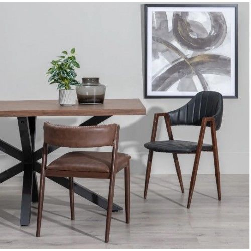 Rectangular dining table in wood and black metal 160cm MESA IXIA - 1