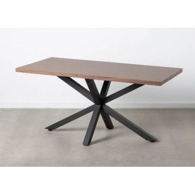 Mesa de comedor rectangular en madera y metal negro 160cm MESA IXIA - 3