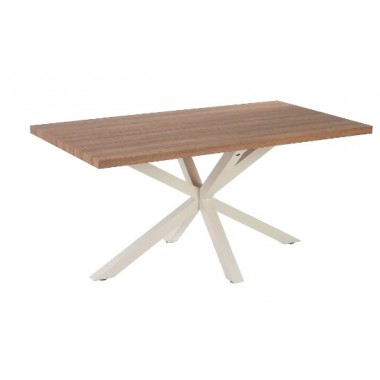Mesa de jantar de madeira e branco retangular 160cm Mesa IXIA - 1