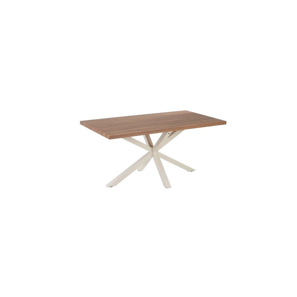 Mesa de jantar de madeira e branco retangular 160cm Mesa IXIA - 1