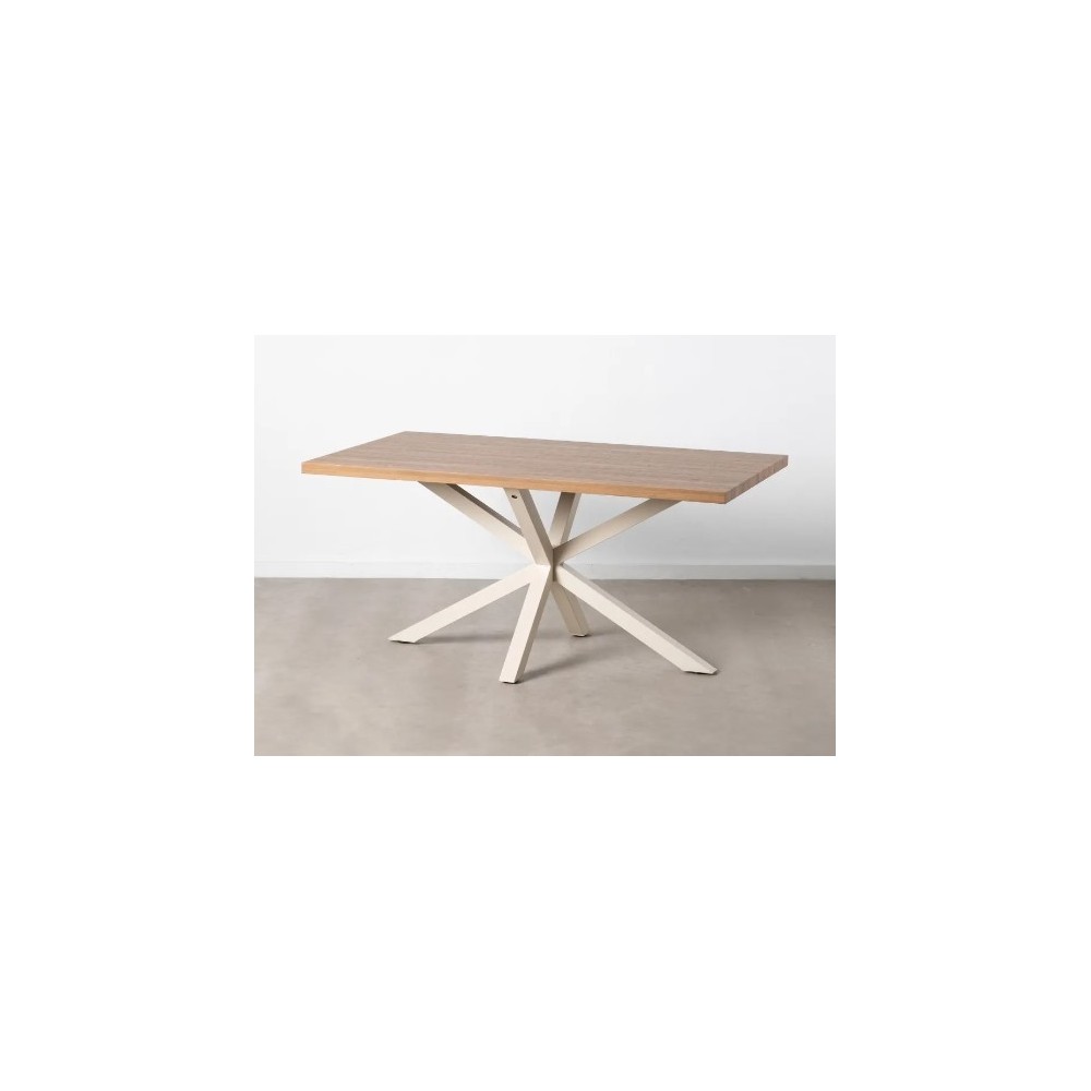 Rectangular wooden and white metal dining table 160cm MESA IXIA - 2