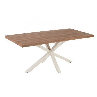 Mesa de jantar retangular em madeira e metal branco 180 centímetros MESA IXIA - 1