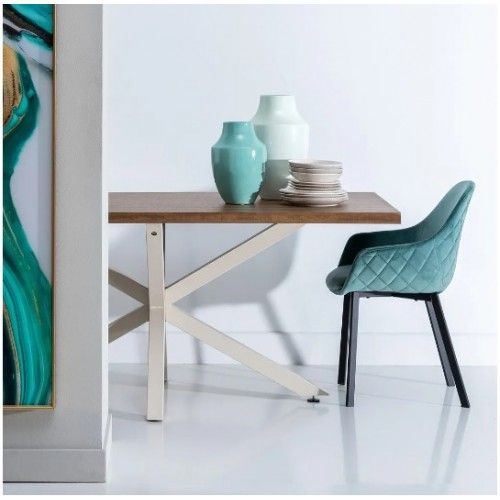 Mesa de jantar de madeira e branco retangular 180cm Mesa IXIA - 2