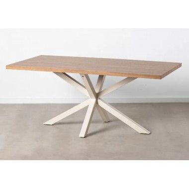 Rechteckiger Esstisch aus Holz und weißem Metall 180 cm MESA IXIA - 3