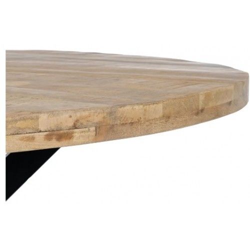 Mesa de jantar redonda em madeira de manga e ferro preto 150cm mesa IXIA - 6
