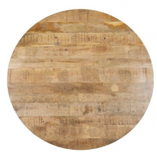 Mesa de jantar redonda em madeira de manga e ferro preto 150cm mesa IXIA 9
