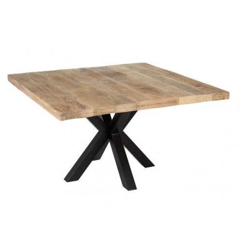 Mesa de jantar retangular em madeira de manga e ferro preto 130cm mesa IXIA - 1