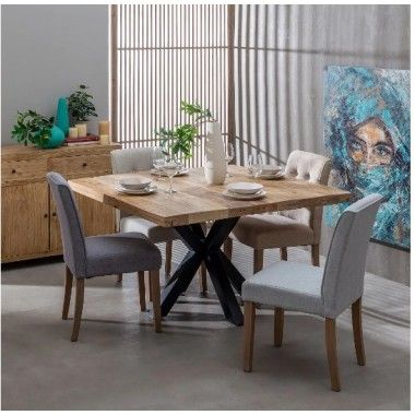 Mesa de comedor rectangular en madera de mango y hierro negro 130cm MESA IXIA - 2