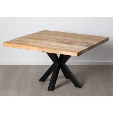 Mesa de comedor rectangular en madera de mango y hierro negro 130cm MESA IXIA - 3