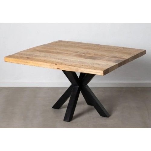 Mesa de jantar retangular em madeira de manga e ferro preto 130cm mesa IXIA - 3