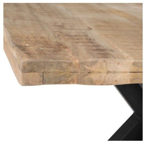 Mesa de jantar retangular em madeira de manga e ferro preto 130cm mesa IXIA - 4