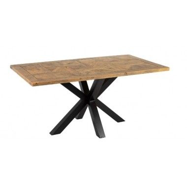 Rechteckiger Esstisch aus Mangoholz und schwarzem Eisen 160 cm MESA IXIA - 1