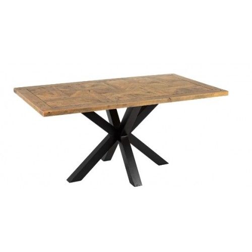 Mesa de jantar retangular em madeira de manga e ferro preto 160cm mesa IXIA - 1