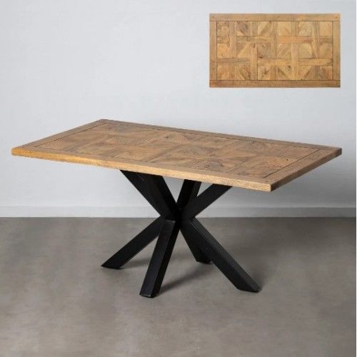 Mesa de jantar retangular em madeira de manga e ferro preto 160cm mesa IXIA - 3