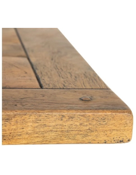 Esstisch MESA Mangoholz natur und schwarzer Fuß IXIA — Holzkante der Tischplatte