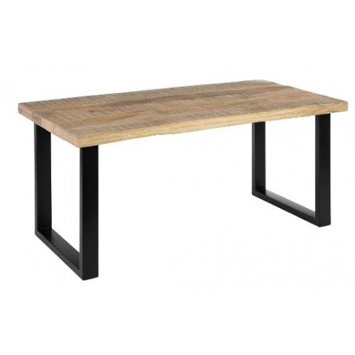 Houten en ijzeren rectangulaire eettafel 160 cm IXIA - 1