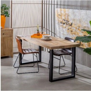 Rectangular wooden and iron dining table 160cm MESA IXIA - 2