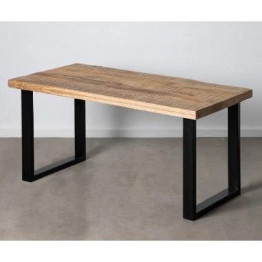 Houten en ijzeren rectangulaire eettafel 160 cm IXIA - 3