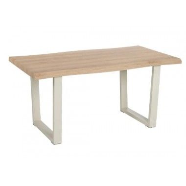 Tavolo da pranzo in legno rettangolare e in metallo crema 160cm MESA IXIA - 1