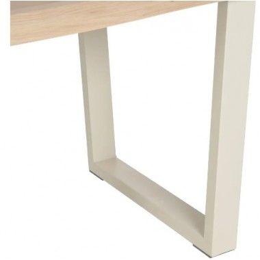 Mesa de comedor de madera rectangular y crema 160cm MESA IXIA - 6