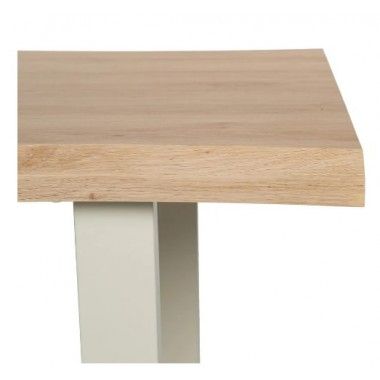 Mesa de comedor de madera rectangular y crema 160cm MESA IXIA - 7