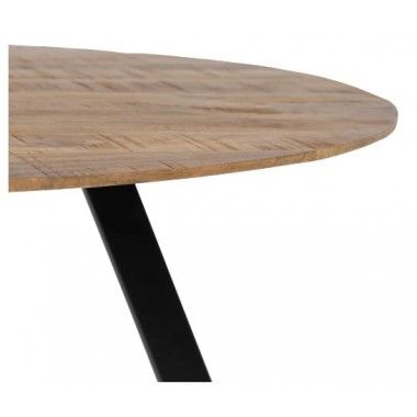 Round dining table in wood and black iron 130cm MESA IXIA - 5