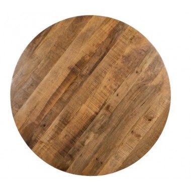 Ronde tafel van hout en zwart ijzer IXIA - 8