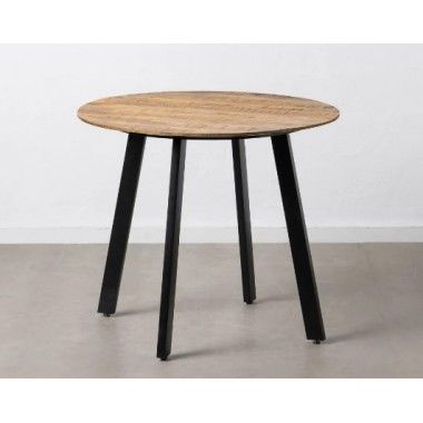 Ronde tafel van hout en zwart ijzer 90cm MESA IXIA - 3