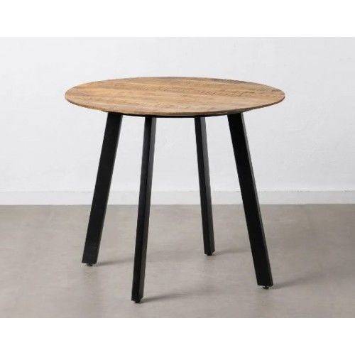 Tavolo da pranzo rotondo in legno e ferro nero 90cm MESA IXIA - 3