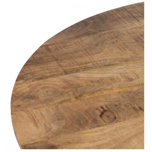 Round dining table in wood and black iron 90cm MESA IXIA - 4